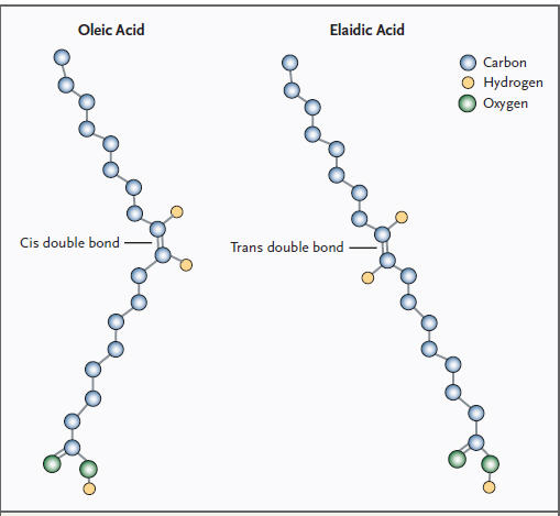 Structure of cis and trans fatty acids